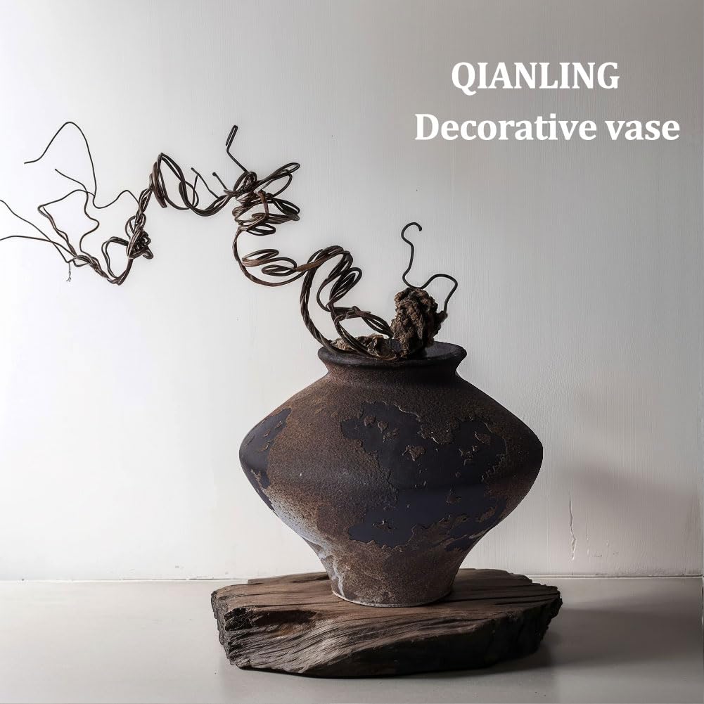 Wabi Sabi Vase vintage rouillé – 22,1 cm de haut – Vase rustique Wabi Sabi Sabi pour centre de table, décoration d'intérieur, table, salon, chambre, salle de bain, cuisine
