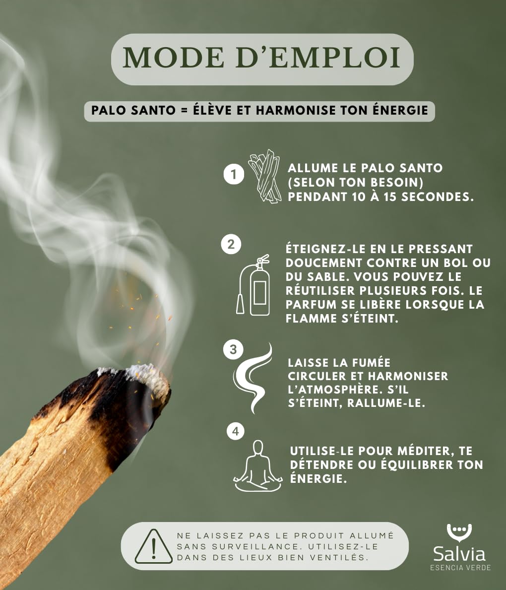 SALVIA | Palo Santo Naturel 50g (5-7 Bâtons) | Encens Naturel pour Purification Énergétique, Méditation et Relaxation | Bois Sacré du Pérou