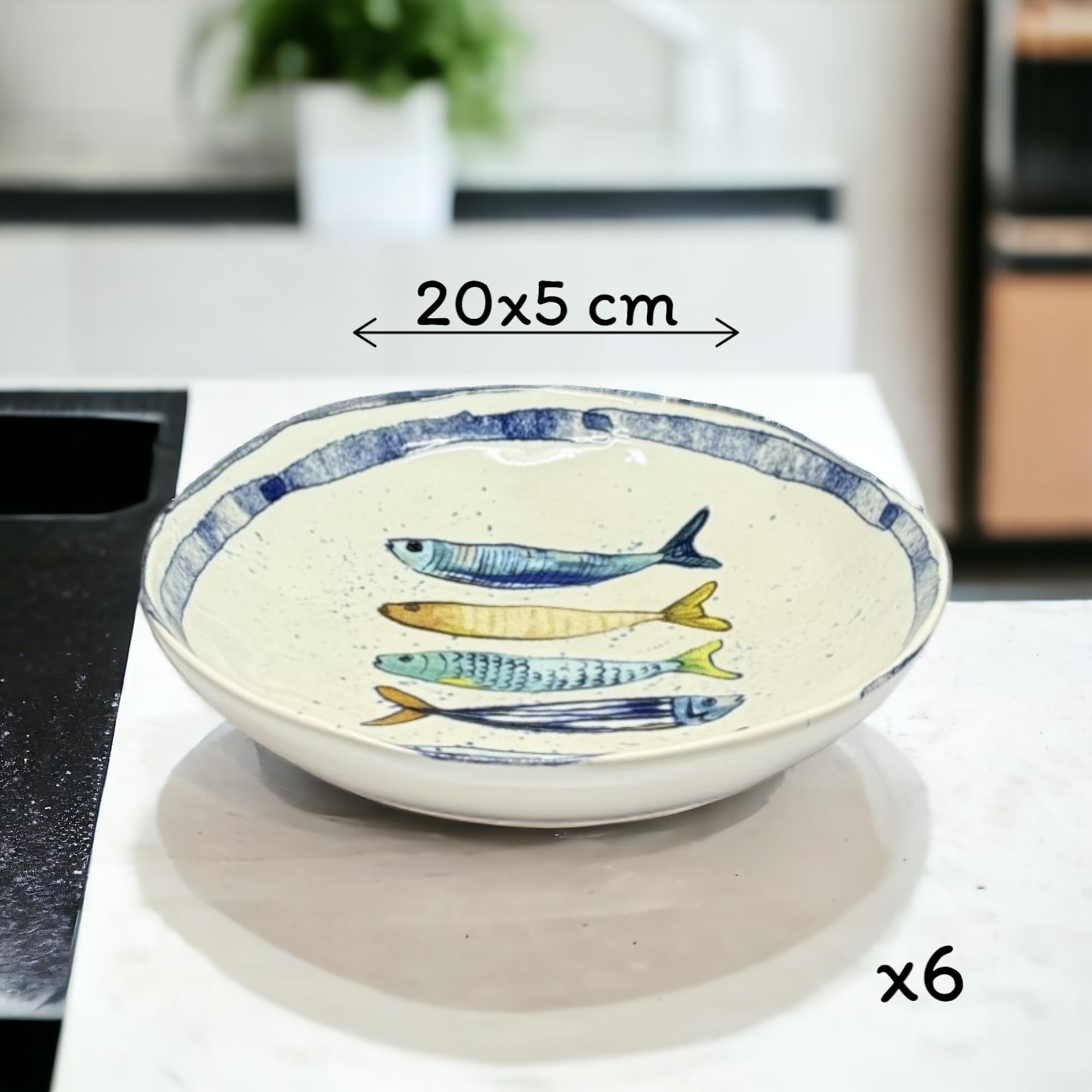 La Mediterránea Service de Table 18 Assiettes pour 6 Personnes - Plates 26 cm, Dessert 20 cm, Creuses pour Soupe ou Salade 20 x 5 cm