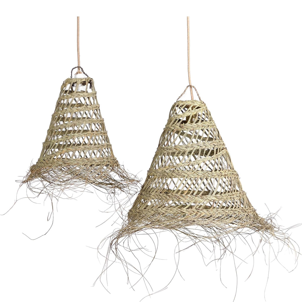 Suspension Luminaire Rotin Salon, Chambre Adulte, Luminaire Naturel, Fait Main (M : Ø40 x H40cm)