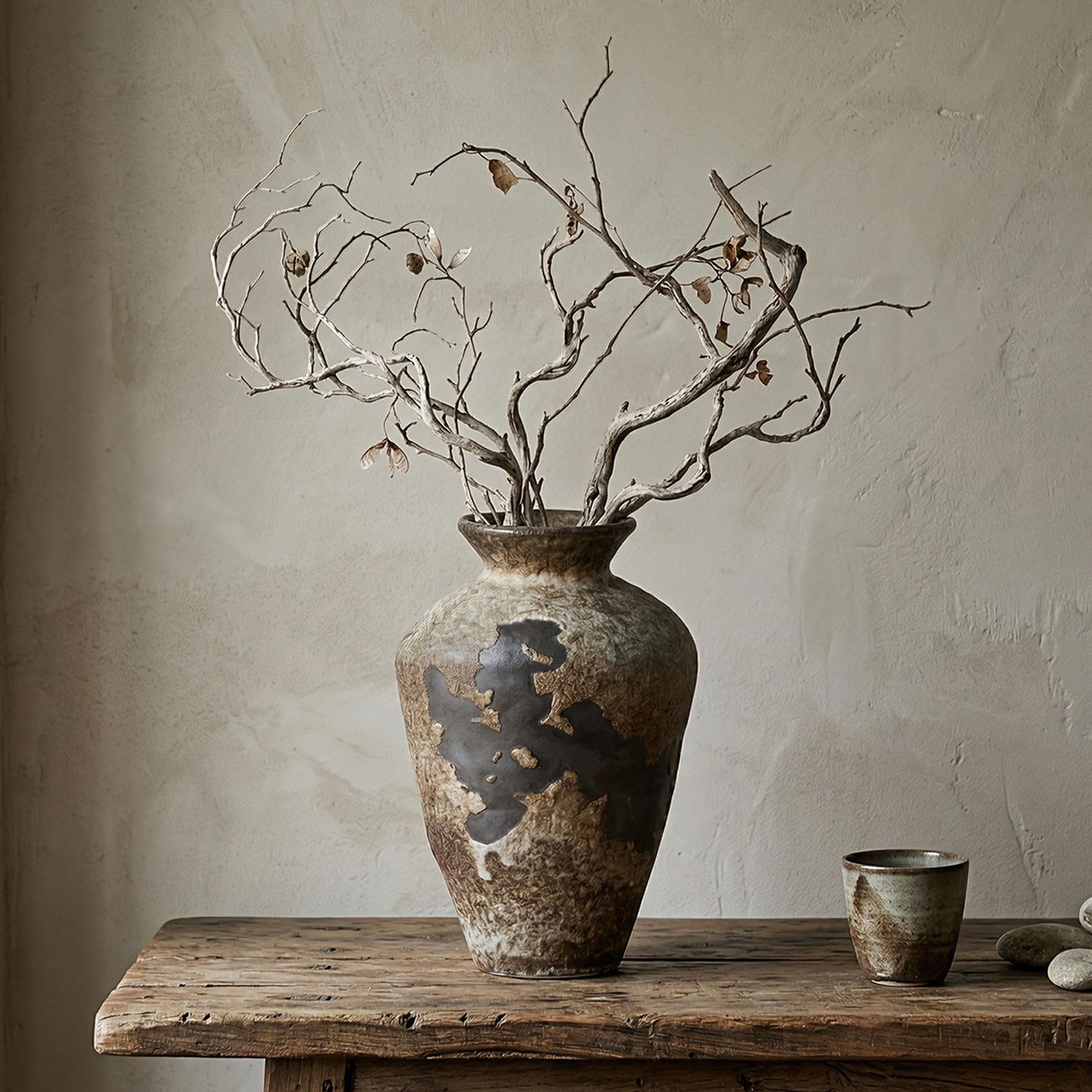 Wabi Sabi Vase vintage rouillé – 22,1 cm de haut – Vase rustique Wabi Sabi Sabi pour centre de table, décoration d'intérieur, table, salon, chambre, salle de bain, cuisine