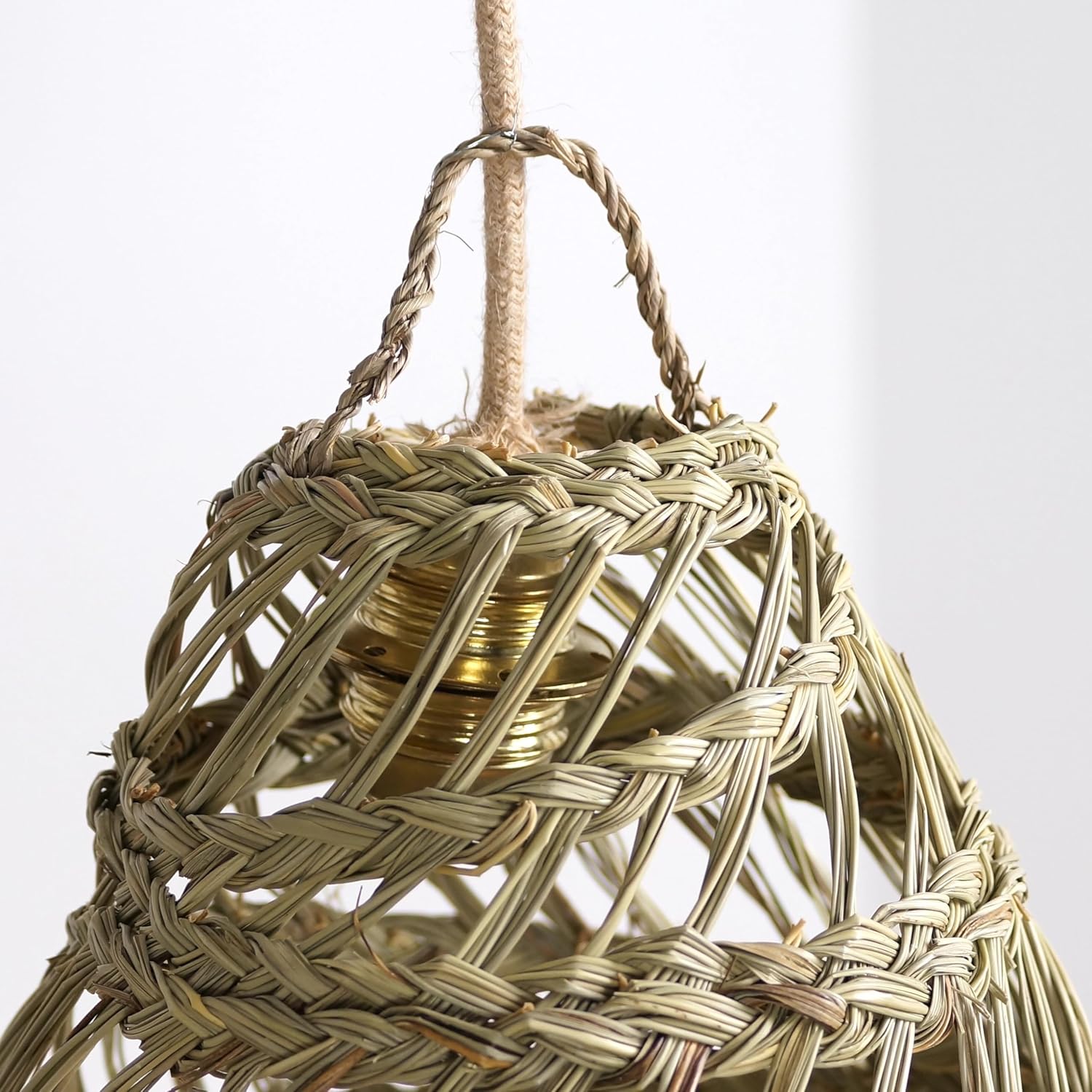 Suspension Luminaire Rotin Salon, Chambre Adulte, Luminaire Naturel, Fait Main (M : Ø40 x H40cm)