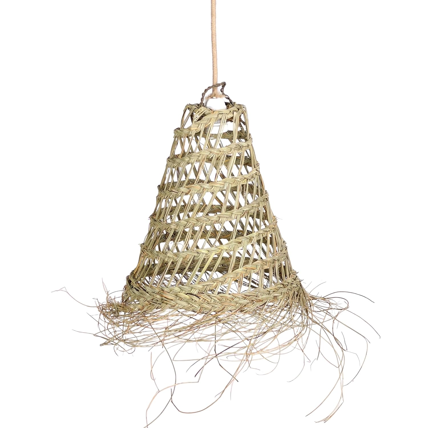 Suspension Luminaire Rotin Salon, Chambre Adulte, Luminaire Naturel, Fait Main (M : Ø40 x H40cm)