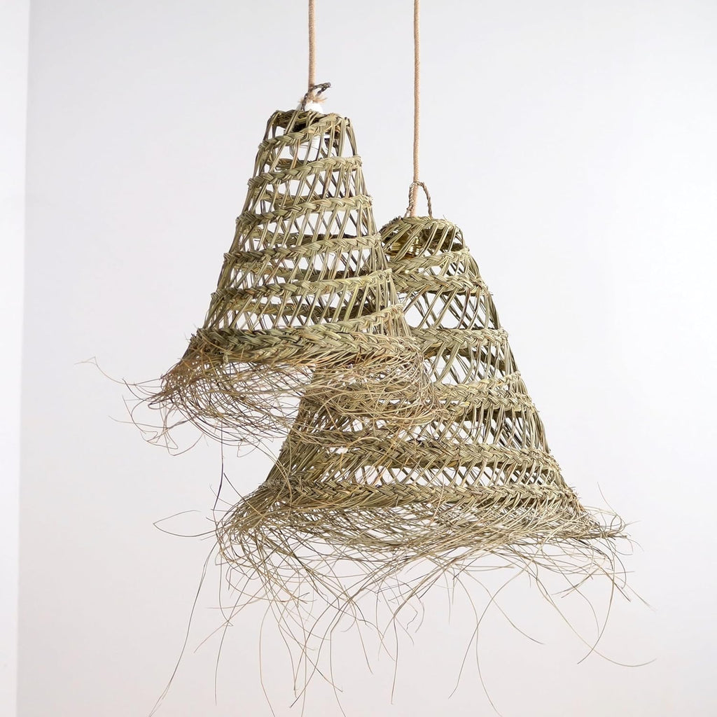 Suspension Luminaire Rotin Salon, Chambre Adulte, Luminaire Naturel, Fait Main (M : Ø40 x H40cm)