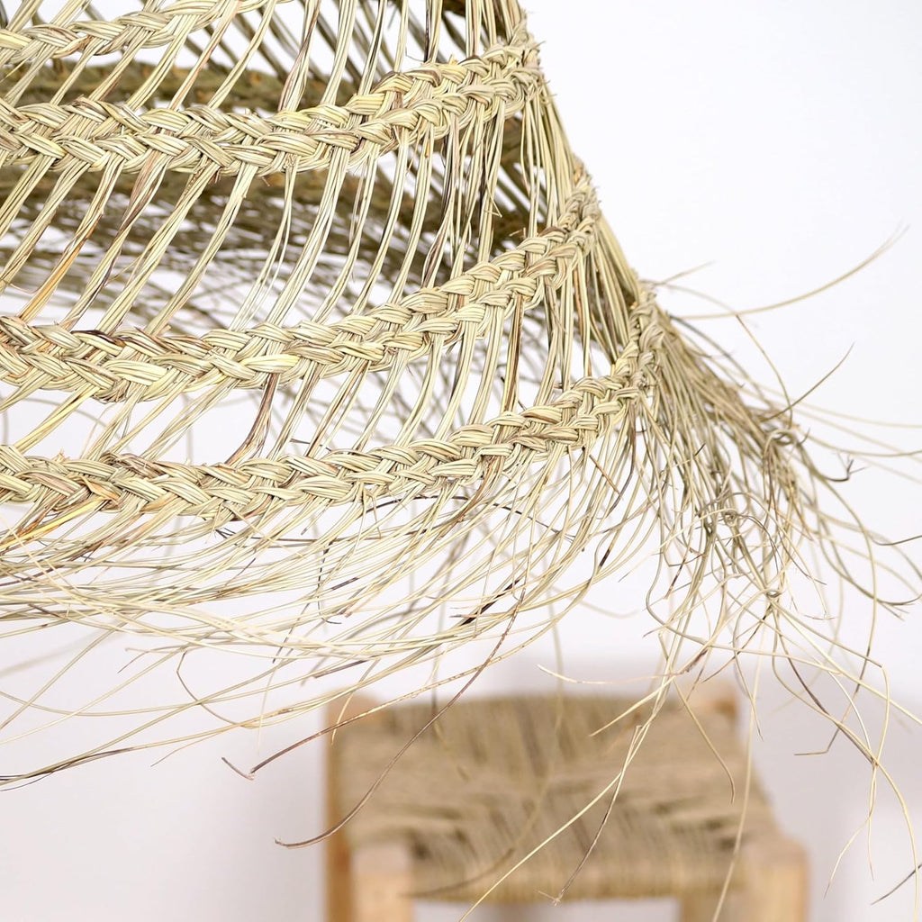 Suspension Luminaire Rotin Salon, Chambre Adulte, Luminaire Naturel, Fait Main (M : Ø40 x H40cm)